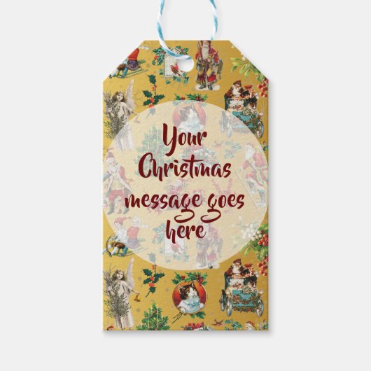 パーソナライズされたヴィンテージレトロ金ゴールド ギフトタグ (正面)