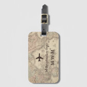 パーソナライズされたヴィンテージ世界地図 ラゲッジタグ (正面縦)