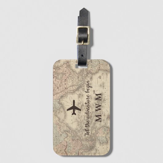 パーソナライズされたヴィンテージ世界地図 ラゲッジタグ (正面縦)