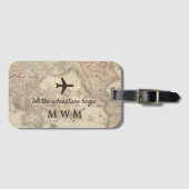 パーソナライズされたヴィンテージ世界地図 ラゲッジタグ (正面横)