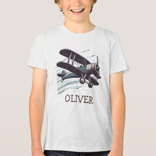 パーソナライズされたヴィンテージ二面飛行機 トライブレンドＴシャツ (正面)