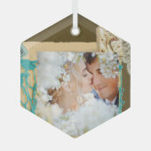 パーソナライズされたヴィンテージ写真のコラージュ ガラスオーナメント (正面)