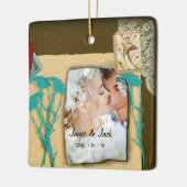 パーソナライズされたヴィンテージ写真のコラージュ セラミックオーナメント (左)