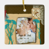 パーソナライズされたヴィンテージ写真のコラージュ セラミックオーナメント (正面)