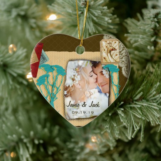 パーソナライズされたヴィンテージ写真のコラージュ セラミックオーナメント (ツリー)