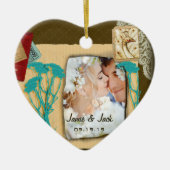 パーソナライズされたヴィンテージ写真のコラージュ セラミックオーナメント (正面)