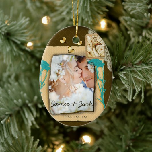 パーソナライズされたヴィンテージ写真のコラージュ セラミックオーナメント (ツリー)