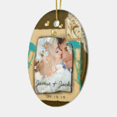 パーソナライズされたヴィンテージ写真のコラージュ セラミックオーナメント (左)