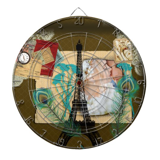 パーソナライズされたヴィンテージ写真のコラージュ ダーツボード (正面)