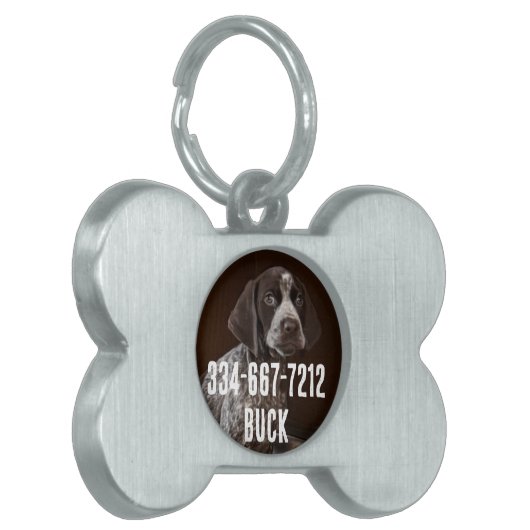 パーソナライズされたヴィンテージ写真のコラージュ ペットネームタグ (正面左)