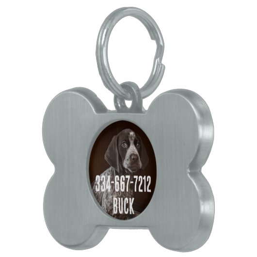 パーソナライズされたヴィンテージ写真のコラージュ ペットネームタグ (正面右)