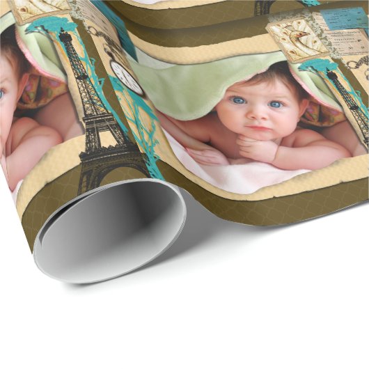 パーソナライズされたヴィンテージ写真のコラージュ ラッピングペーパー (ロールコーナー)