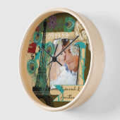 パーソナライズされたヴィンテージ写真のコラージュ 壁時計 (傾斜)