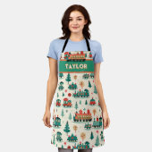 パーソナライズされたヴィンテージ列車 エプロン (着用した状態)