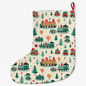 パーソナライズされたヴィンテージ列車 ラージクリスマスストッキング (裏面)