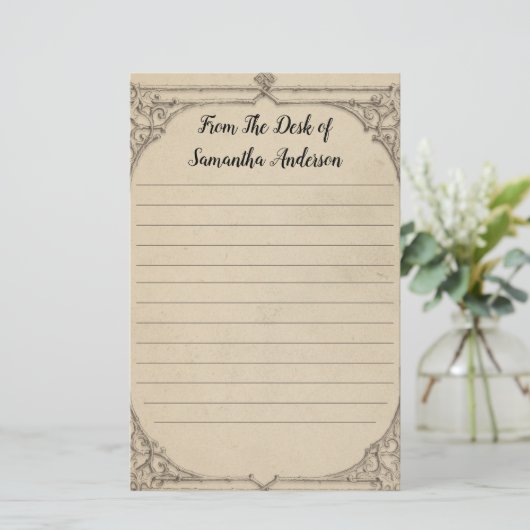 パーソナライズされたヴィンテージ動揺してアンティーク 便箋 (スタンド正面)