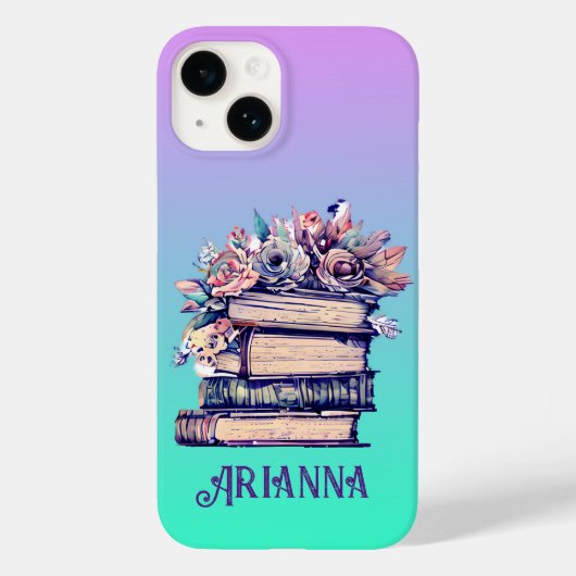 パーソナライズされたヴィンテージ図書とバラ Case-Mate iPhoneケース (裏面)