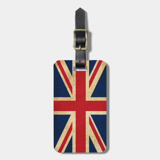 パーソナライズされたヴィンテージ国統一された国旗 ラゲッジタグ (正面縦)
