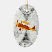 パーソナライズされたヴィンテージ地図と飛行機 セラミックオーナメント (右)