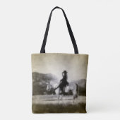パーソナライズされたヴィンテージ女性のカーボーイ乗馬 トートバッグ (裏面)