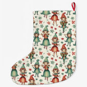 パーソナライズされたヴィンテージ小妖精や小人 ラージクリスマスストッキング (裏面)