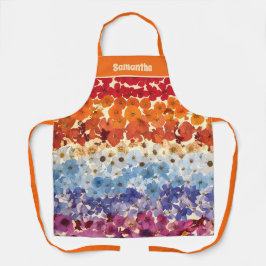 パーソナライズされたヴィンテージ押し花グラデーション エプロン