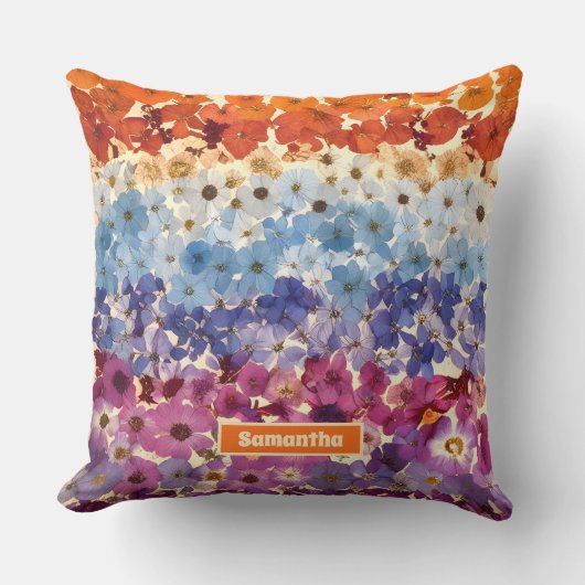 パーソナライズされたヴィンテージ押し花グラデーション クッション (正面)