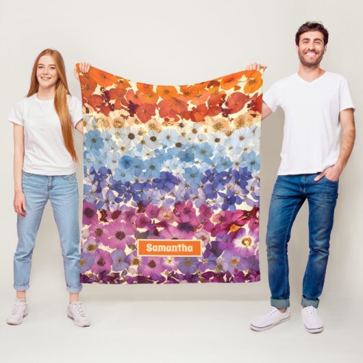 パーソナライズされたヴィンテージ押し花グラデーション フリースブランケット (インサイチュ)