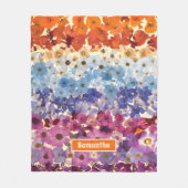 パーソナライズされたヴィンテージ押し花グラデーション フリースブランケット (正面)