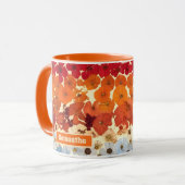 パーソナライズされたヴィンテージ押し花グラデーション マグカップ (正面左)