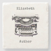 パーソナライズされたヴィンテージ書き込み用作家 ストーンコースター (正面)