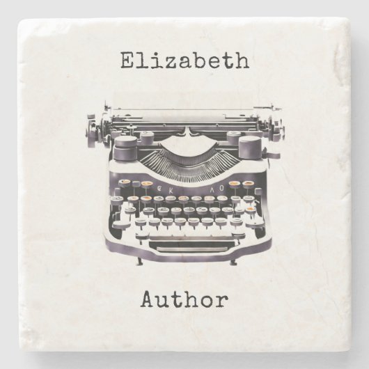 パーソナライズされたヴィンテージ書き込み用作家 ストーンコースター (正面)