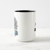 パーソナライズされたヴィンテージ書籍、コーヒーと花 マグカップ (中央)