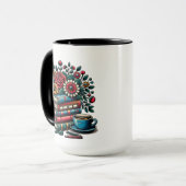 パーソナライズされたヴィンテージ書籍、コーヒーと花 マグカップ (正面左)