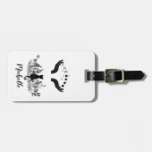 パーソナライズされたヴィンテージ月相ネコ ラゲッジタグ (正面横)