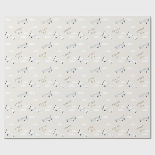 パーソナライズされたヴィンテージ機男子誕生日ベージュ ラッピングペーパー (フラット)