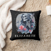 パーソナライズされたヴィンテージ死神フローラグリッター クッション (ブランケット)