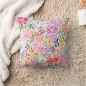 パーソナライズされたヴィンテージ水彩春フローラ クッション (ブランケット)