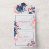 パーソナライズされたヴィンテージ海軍と赤面 オールインワン招待状 (内側)