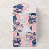 パーソナライズされたヴィンテージ海軍と赤面 オールインワン招待状 (外側)