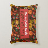 パーソナライズされたヴィンテージ秋紅葉パターン アクセントクッション (正面(垂直))