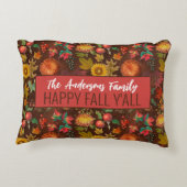 パーソナライズされたヴィンテージ秋紅葉パターン アクセントクッション (裏面)