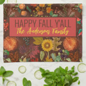 パーソナライズされたヴィンテージ秋紅葉 キッチンタオル (折り畳み)