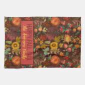 パーソナライズされたヴィンテージ秋紅葉 キッチンタオル (横)