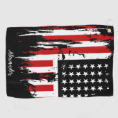 パーソナライズされたヴィンテージ米国国旗 ゴルフタオル (横)