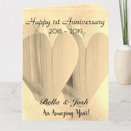 パーソナライズされたヴィンテージ紙結婚1周年 カード