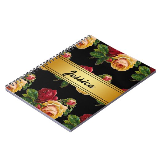 パーソナライズされたヴィンテージ素朴フローラ ノートブック (左側)