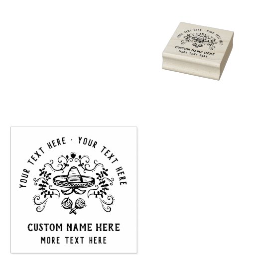 パーソナライズされたヴィンテージ素朴手描きメキシコ ラバースタンプ (押印)