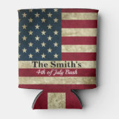 パーソナライズされたヴィンテージ素朴米国国旗 缶クーラー (正面)