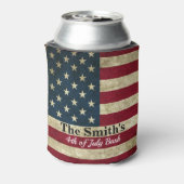 パーソナライズされたヴィンテージ素朴米国国旗 缶クーラー (缶裏面)